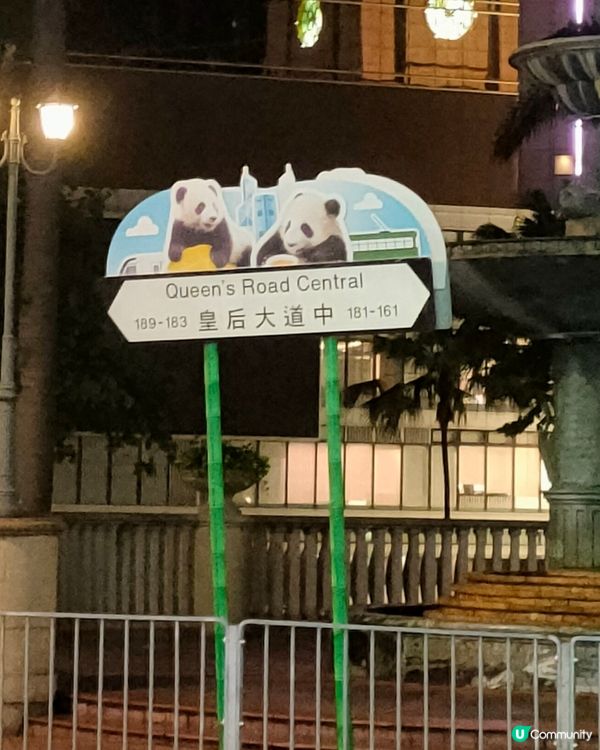 皇后大道中熊貓街牌出沒！🐼📸 打卡交通超方便！