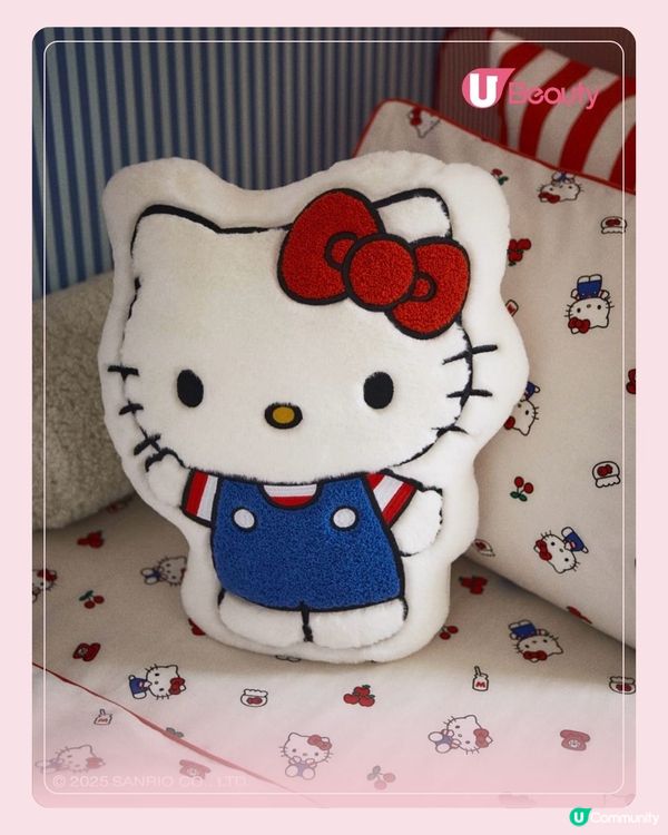 H&M Home X Hello Kitty聯乘！限量推出70S復古造型「藍色工裝褲+紅蝴蝶結」新品