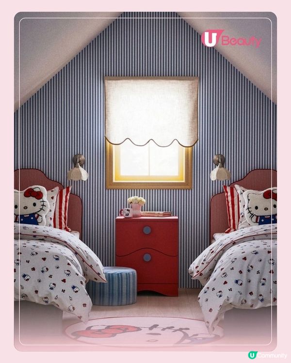 H&M Home X Hello Kitty聯乘！限量推出70S復古造型「藍色工裝褲+紅蝴蝶結」新品