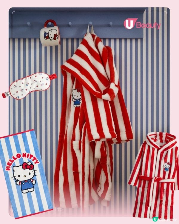 H&M Home X Hello Kitty聯乘！限量推出70S復古造型「藍色工裝褲+紅蝴蝶結」新品