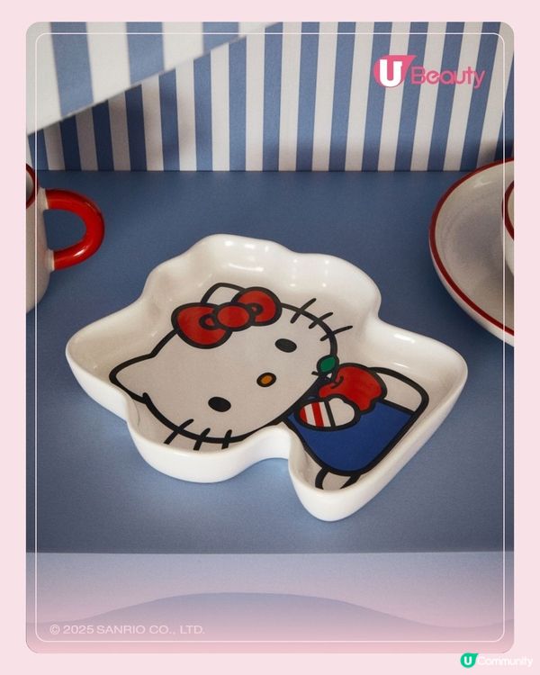 H&M Home X Hello Kitty聯乘！限量推出70S復古造型「藍色工裝褲+紅蝴蝶結」新品