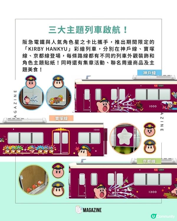 星之卡比 x 阪急電鐵登場！三大主題彩繪列車！必食限定馬卡龍！