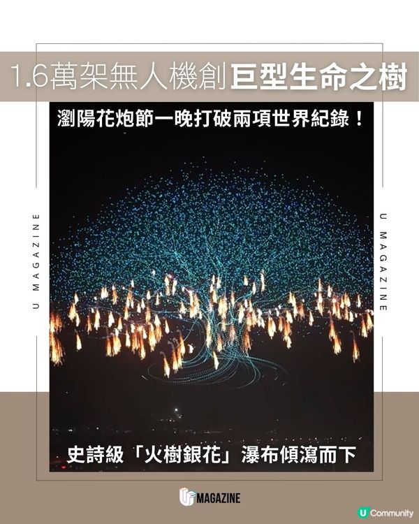 1.6萬架無人機創巨型生命之樹｜瀏陽花炮節一晚打破兩項世界紀錄！