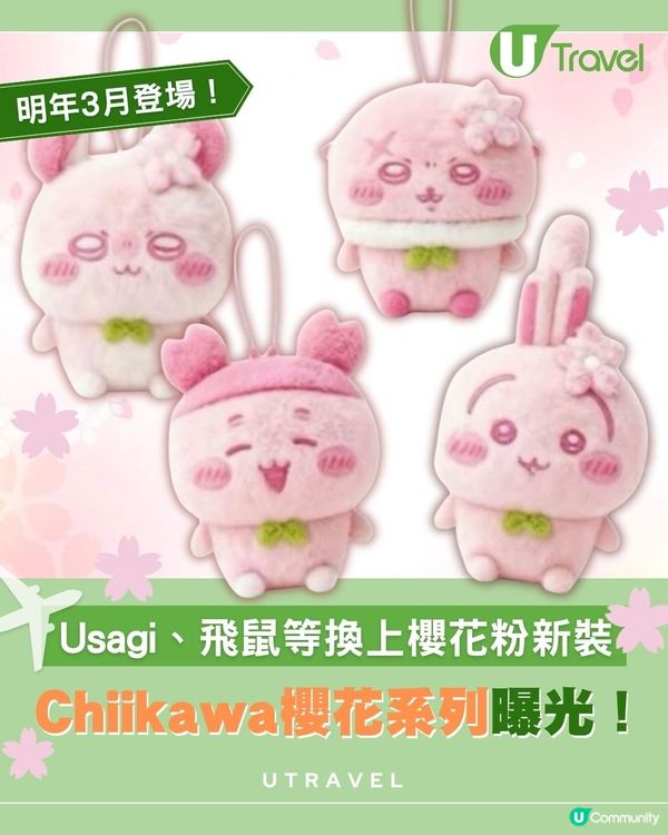 Chiikawa櫻花系列曝光！Usagi、飛鼠等換上櫻花粉新裝