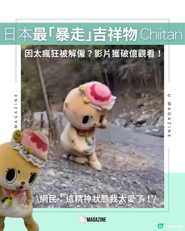 日本最「暴走」吉祥物Chiitan 因太瘋狂被解僱？影片獲破億觀看！