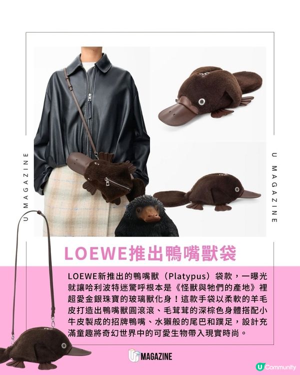 LOEWE 鴨嘴獸袋驚喜登場！激似《怪獸與牠們的產地》的玻璃獸