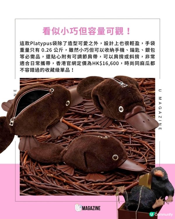 LOEWE 鴨嘴獸袋驚喜登場！激似《怪獸與牠們的產地》的玻璃獸