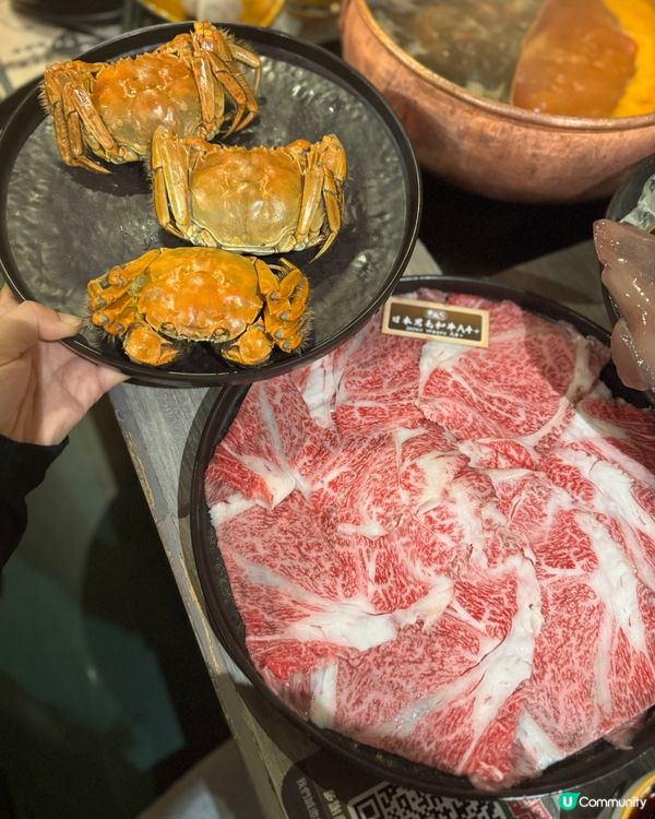 牛大人放題🤤🦀！食A4黑毛和牛+大閘蟹！