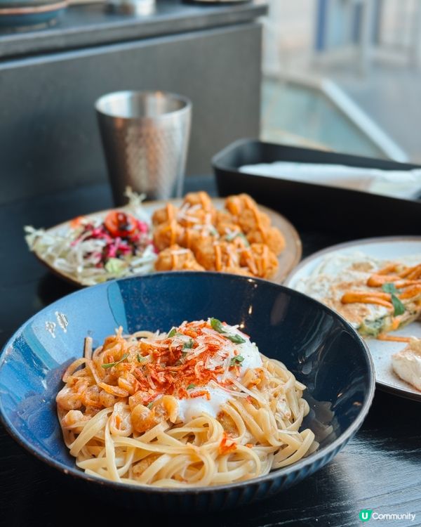 香烤炸雞+大澳蝦意粉🤤食過返尋味！