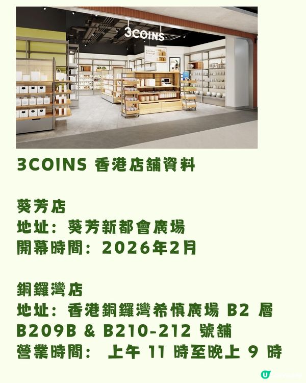 日本3COINS第二分店將進駐葵芳！香港限定「迷你相機」登場！附15大好物推介！即睇開幕時間+地址