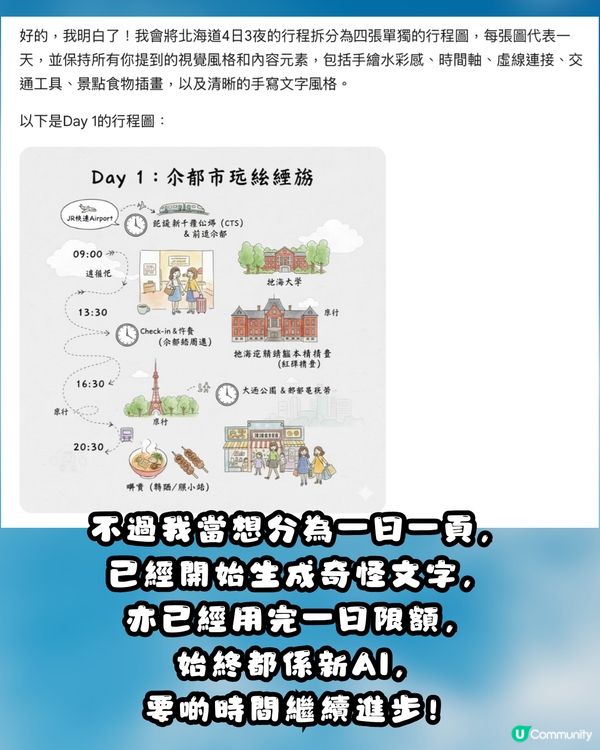 文字行程秒變日系繪本！教你用Gemini AI 一鍵打造專屬手繪旅遊地圖～CHIIKAWA風都整到！