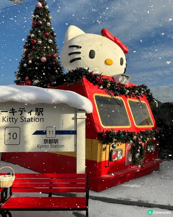 超靚Hellokitty做背景嘅雪國火車落雪啦 