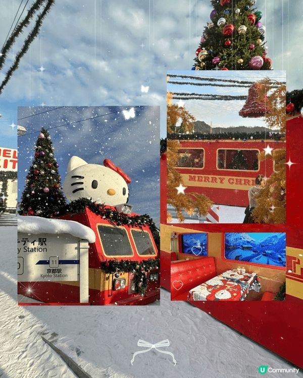 超靚Hellokitty做背景嘅雪國火車落雪啦 