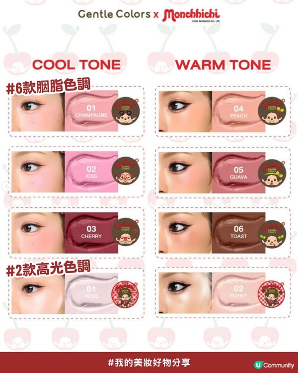私心大推！超可愛「Monchhichi x Gentle Colors」櫻桃甜心系列💖，打造柔焦水光肌！✨