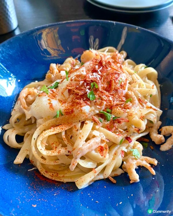 🦐蝦醬意粉有驚喜！入面仲有腐竹，慢煮蛋 😆