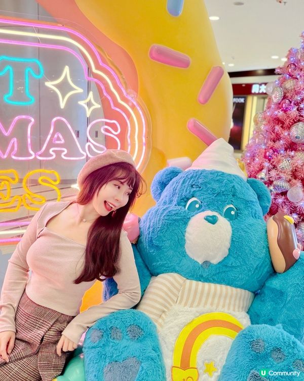 【用甜品治癒心靈~超巨型Cheer Bear蛋糕甜爆💗青衣城...