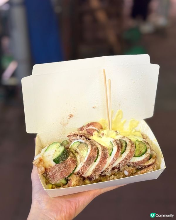 台灣夜市必食！脆皮魷魚包青瓜