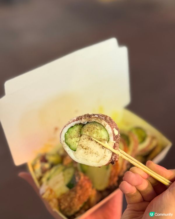 台灣夜市必食！脆皮魷魚包青瓜