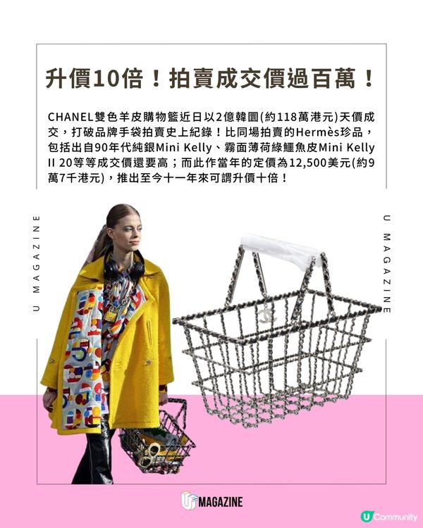 CHANEL「買餸籃」拍賣以天價成交 貴過Hermès！刷新品牌手袋拍賣紀錄