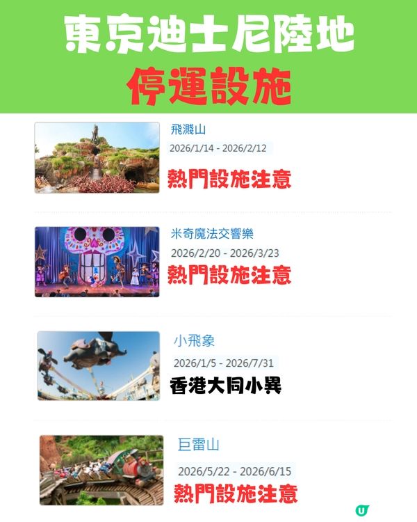 東京迪士尼2026攻略｜設施及表演暫停時間表 「呢段時間」冇煙花／《魔雪奇緣》設施！