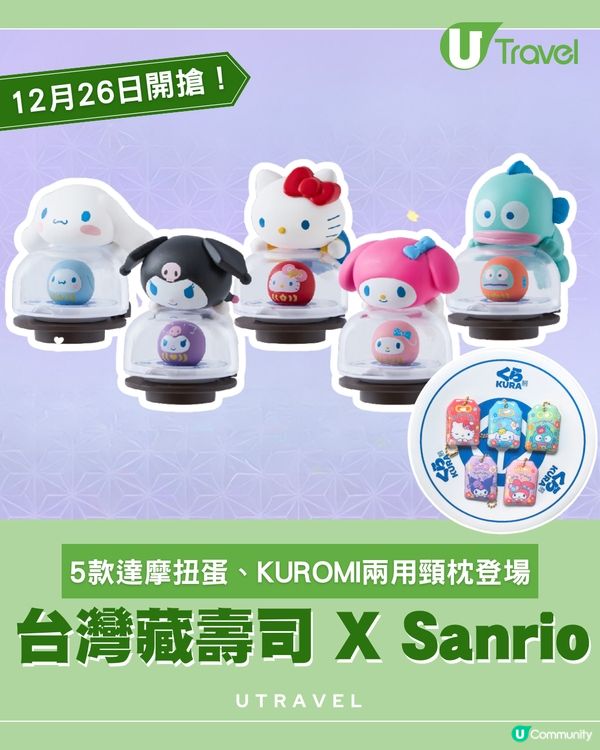 台灣藏壽司聯乘Sanrio推出多款扭蛋及限定周邊！
