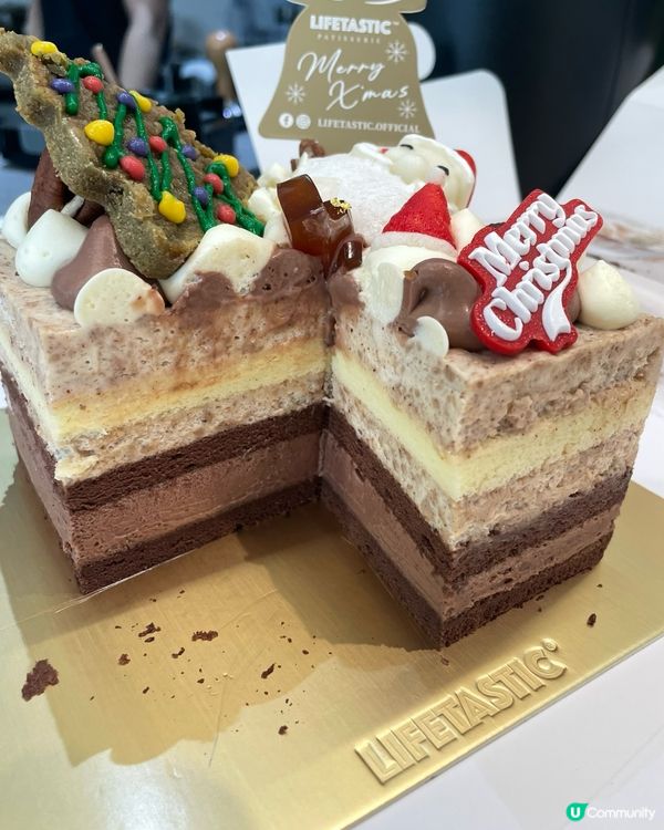 聖誕蛋糕開箱‼️朱古力核桃味超驚喜😋🍰