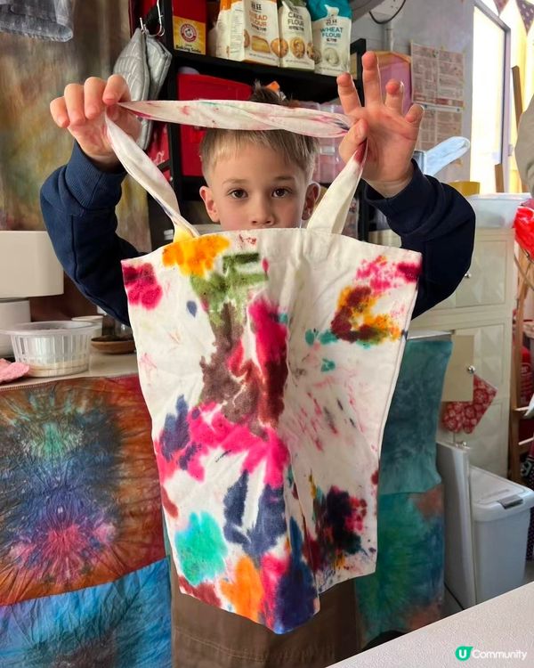 彩色扎染+ 古法手工造紙 + 印印畫+ 流體熊 