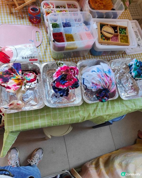 彩色扎染+ 古法手工造紙 + 印印畫+ 流體熊 