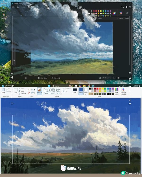 Windows「小畫家」繪風景大作？數十小時的堅持、用最基礎筆刷作畫