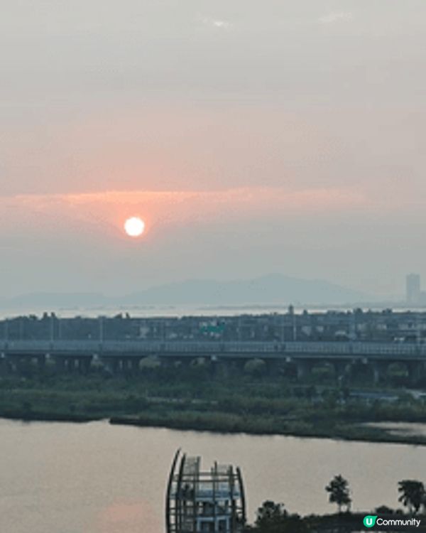 一早起身見到美麗日出，心情特別愉快，晚上酒店設有一棵好高好靚...