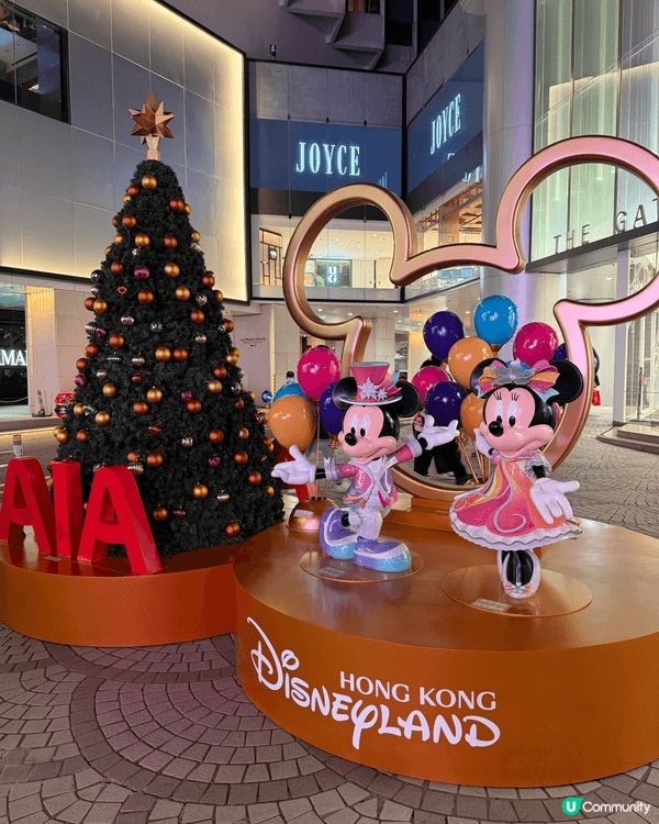 米奇米妮聖誕裝飾，圖片中有海港城、信德中心。都已米奇作聖誕裝...