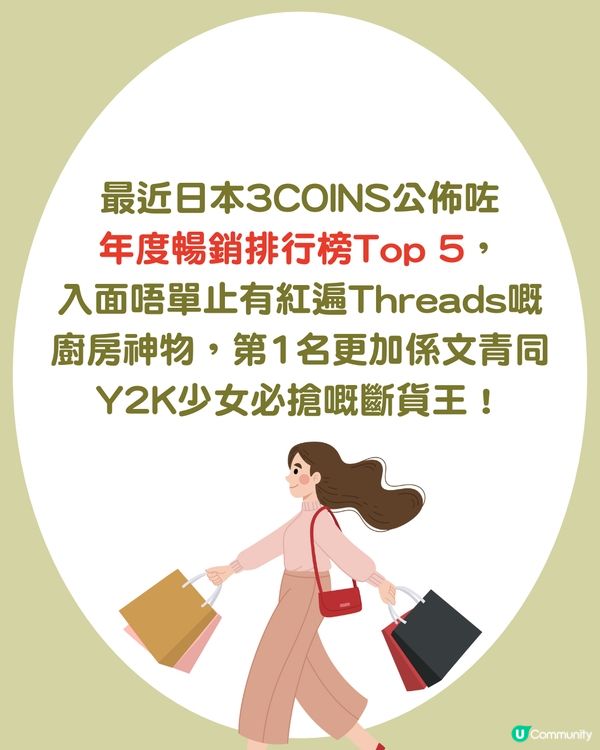 【日本 3COINS 排行榜】2025年度暢銷 Top 5 出爐！Threads 爆紅煮飯神器只排第 2？冠軍「斷貨王」香港都買到