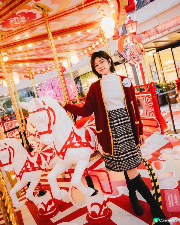 打卡超美櫻粉色系💗｜夢幻巨型旋轉木馬🎠