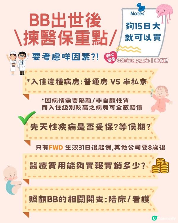點樣幫BB買醫保❓記得要揀👉🏻投保31日後🆗已經保障先天性疾病