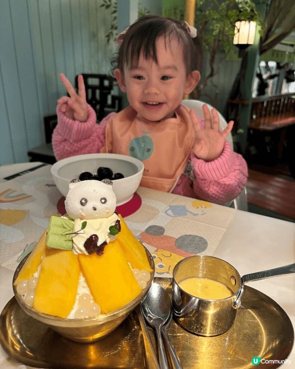 綠茶，最啱小朋友去既餐廳，小朋友一見到熊貓造型沙冰就超開心，...