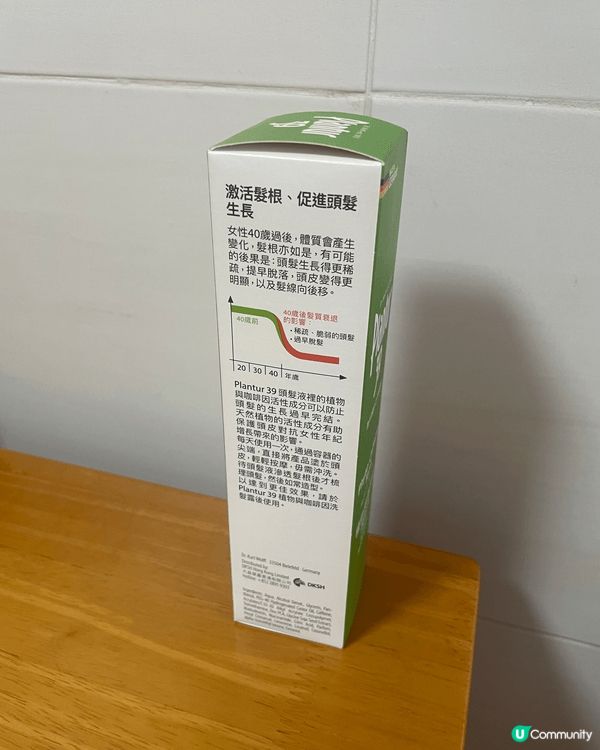 Plantur 39呢支植物與咖啡因頭髮液，專為我哋40歲或...