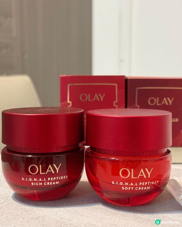 最近很喜歡的Olay紅金面霜，塗抹後感覺肌膚很緊緻、水潤🤤...