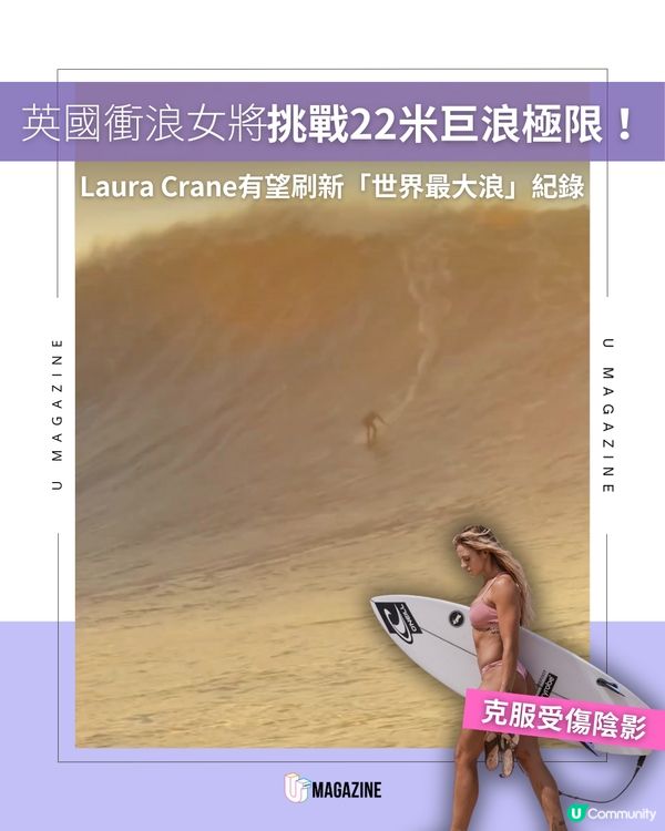 Laura Crane 傷後強勢回歸！有望刷新「女子最大浪」世界紀錄