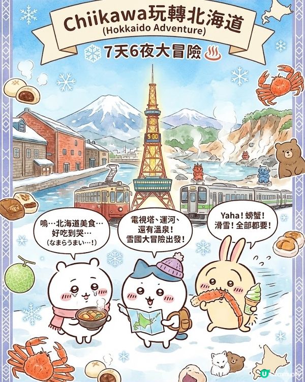 AI生成！Chiikawa 帶路遊北海道 ❄️ 7日行程懶人包 (附 AI 指令 + 教學) 📝✨