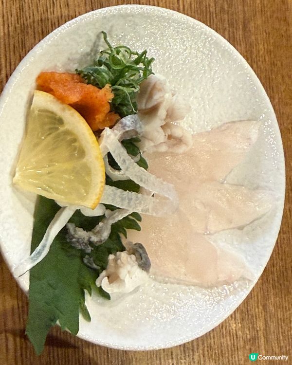 河豚火鍋，烏冬麵，河豚刺身，炸河豚