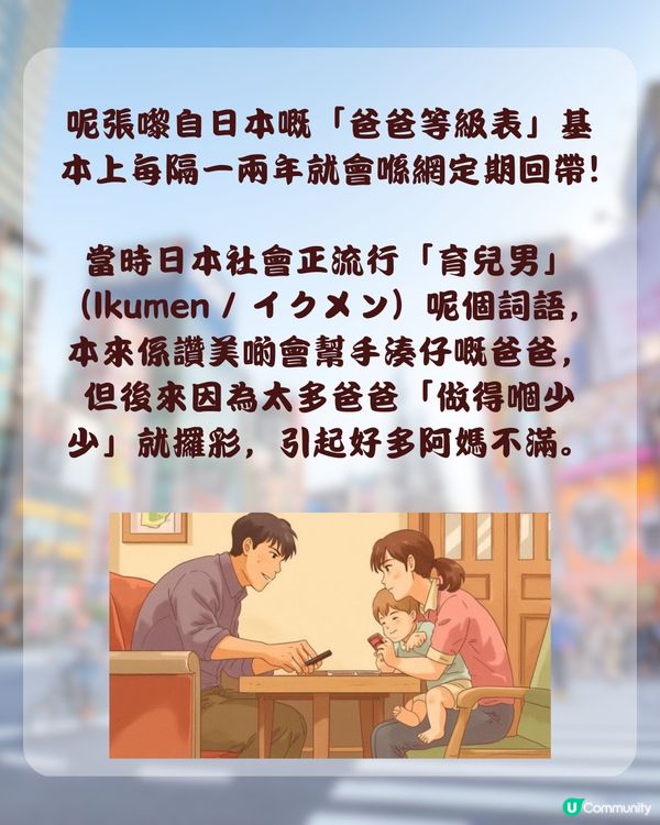 日本瘋傳「爸爸育兒等級表」📊 你嗰位係神隊友定係豬隊友？