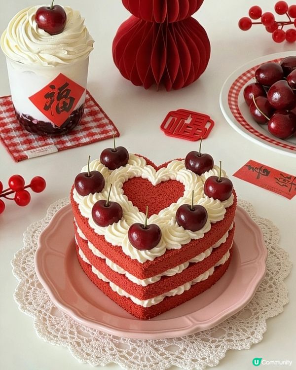 情人節❤&新年🧨愛心車厘子🍒蛋糕🎂