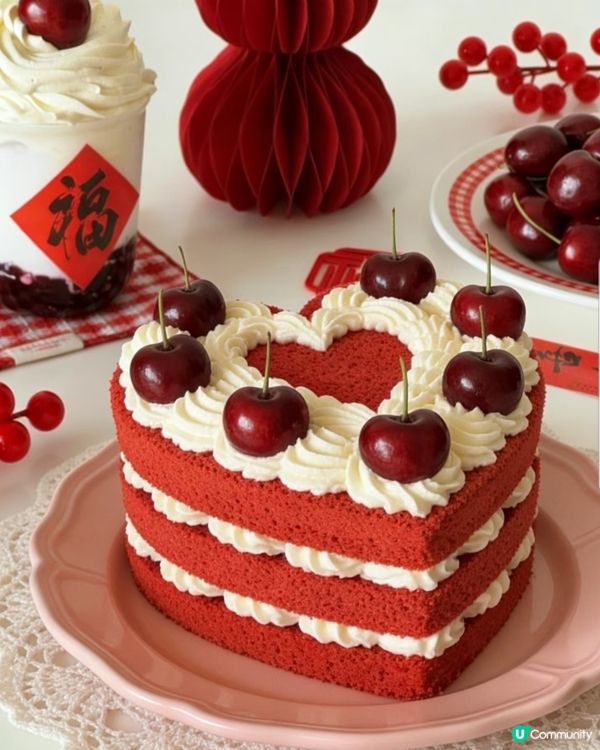 情人節❤&新年🧨愛心車厘子🍒蛋糕🎂