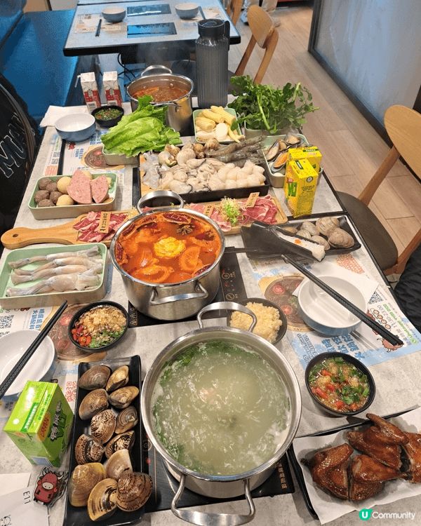 牛火火無限時火鍋放題~配料款式多，牛胸油勁爽牛油香，回味😋雪...