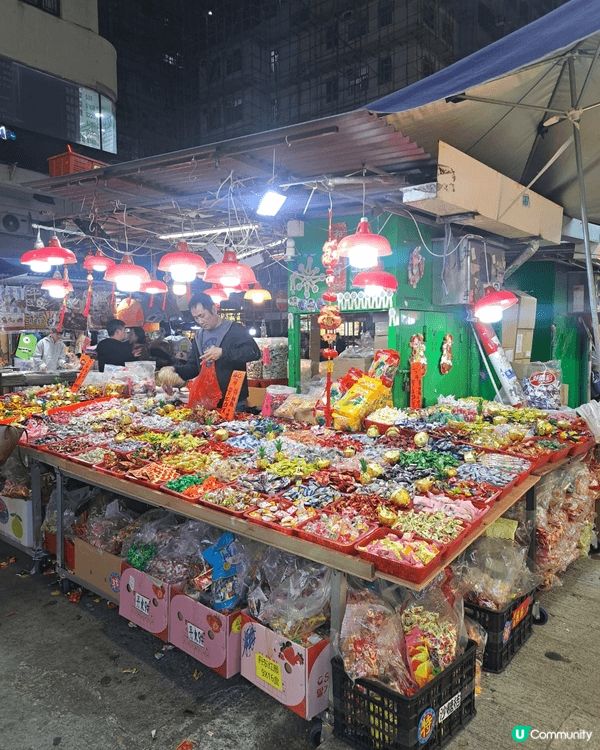 新年榚點，同街頭排檔賣賀年糖果，開始有過年氣氛