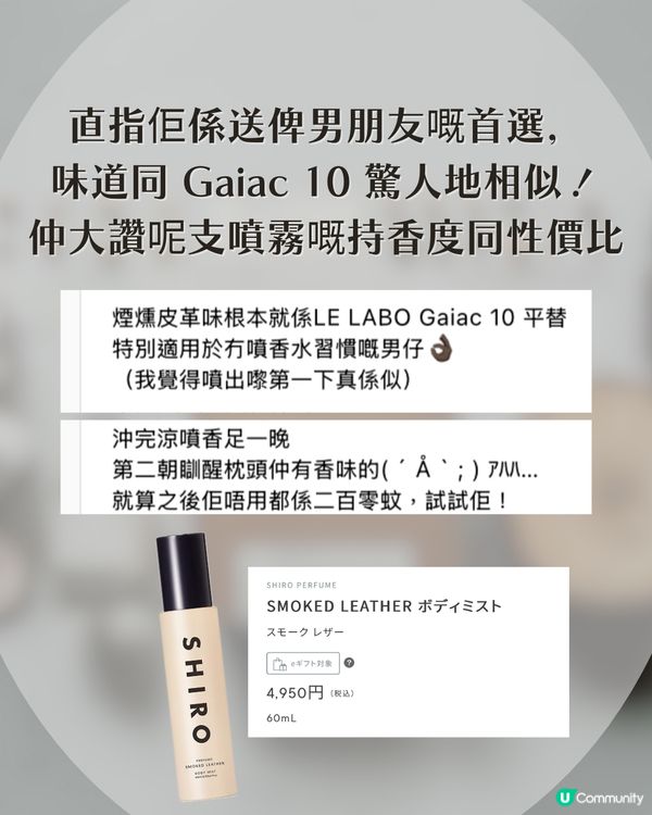 LE LABO Gaiac 10 平替出現？價錢差成10倍！網民激推日本SHIRO隱藏神物：「真係似！」