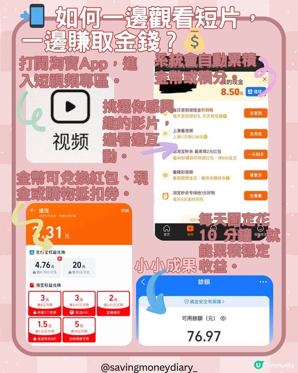 📲💰 在淘寶上觀看短片,賺取金錢