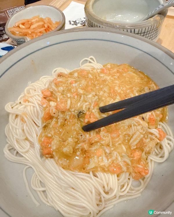 必叫蟹黄金撈麵+ 爆膏花雕醉蟹