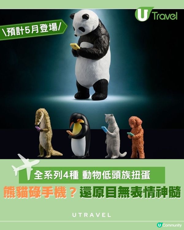 充滿諷刺意味的動物低頭族扭蛋系列                                    