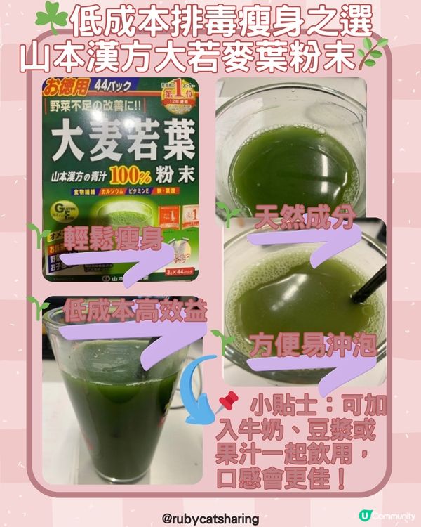 ☘️低成本排毒瘦身之選-山本漢方大若麥葉粉末
